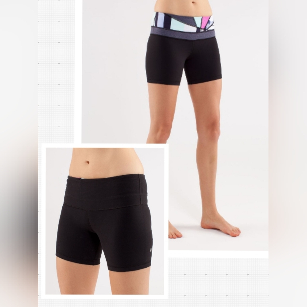 Lululemon Black Reverse Groove Shorts with Multicolor Waistband